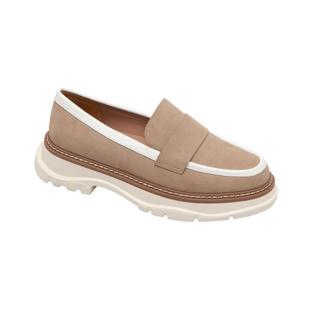 New with box Paolo Taupe and White Suede Penny Loafers